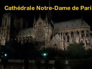 Notre-Dame de Paris n'est pas la plus grande des cathédrales françaises, mais elle est indiscutablement une des plus remarquables qu'ait produites l'architecture en France et fut lors de son achèvement la plus grande cathédrale de la chrétienté. Ce chef-d’œuvre, l’un des symboles les plus connus de la capitale gothique française, est situé à l’extrémité de l’île de la Cité, centre historique de la ville, tout près des berges de la Seine.  Cathédrale Notre-Dame de Paris 
