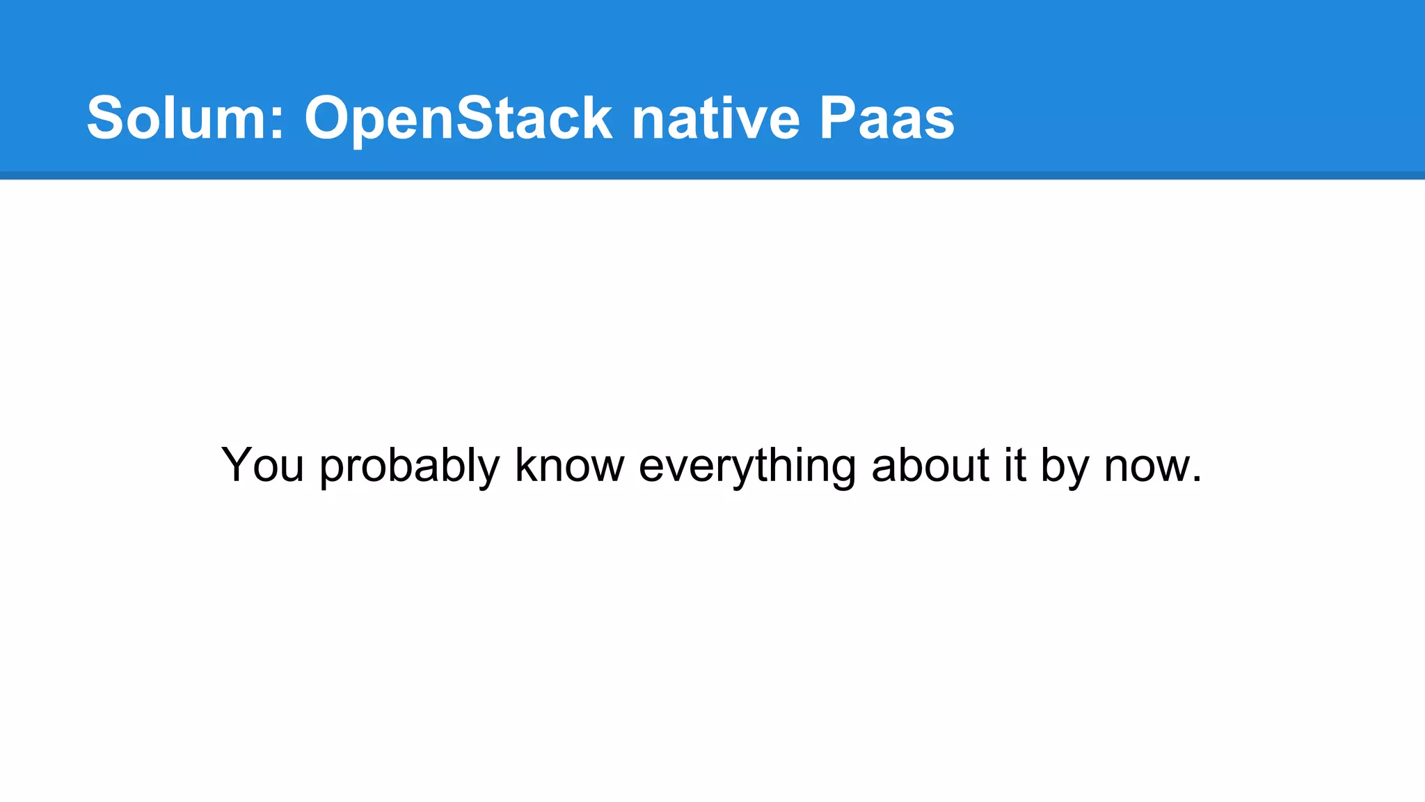 Solum: OpenStack native Paas 
You probably know everything about it by now. 
 