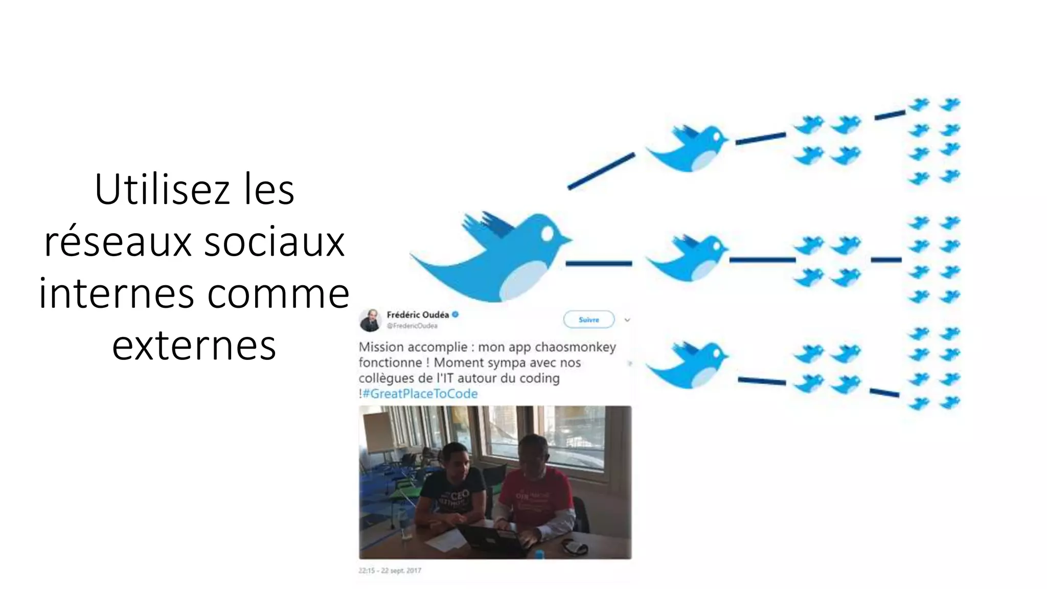 Utilisez les
réseaux sociaux
internes comme
externes
 