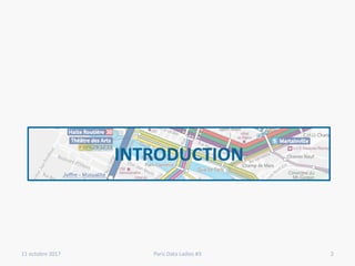 INTRODUCTION
11 octobre 2017 Paris Data Ladies #3 2
 
