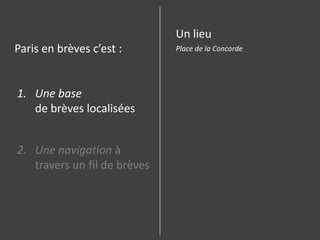 Un lieuPlace de la ConcordeUne brèveEn 1831, le vice-roi d’Egypte, Méhémet Ali, offre à la France les deux obélisques qui marquent l’entrée du temple de Louxor à Thèbes. Seul le premier d’entre eux sera transporté vers la France. C’est Louis-Philippe qui décide de l’ériger en 1836 sur la place de la Concorde.Un lien vers une source externeParis en brèves c’est :Une basede brèves localiséesUne navigation à travers un fil de brèves