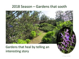 2018 Season – Gardens that sooth
© Project SOUND
Gardens that heal by telling an
interesting story
 