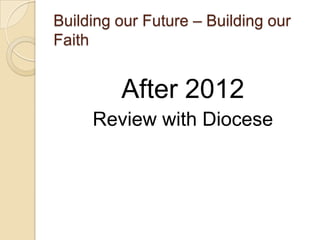 Building our Future – Building our
Faith


         After 2012
     Review with Diocese
 