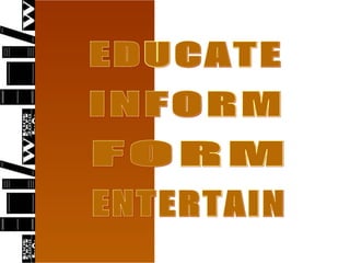 Confidence EDUCATE INFORM FORM ENTERTAIN 