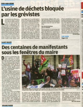 Grève à Ivry dans Le Parisien 23-25 oct 2010