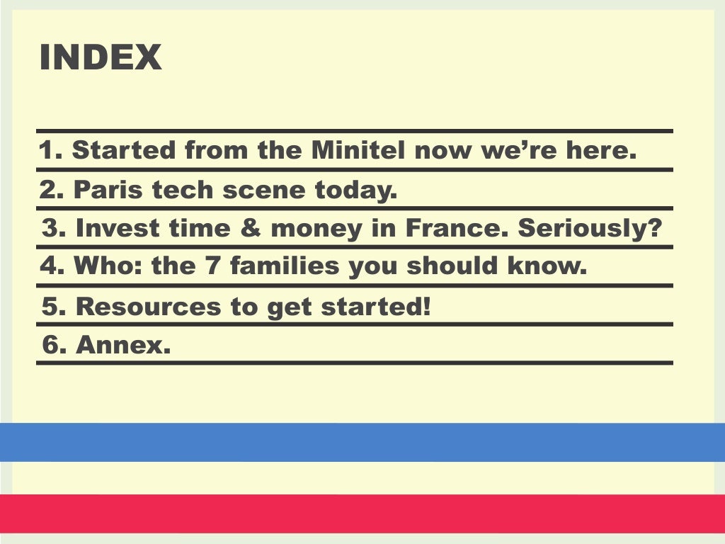 INDEX 1. Started from the