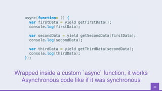 20
Wrapped inside a custom `async` function, it works
Asynchronous code like if it was synchronous
 
