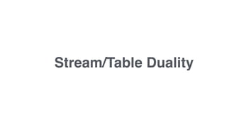 Stream/Table Duality
 