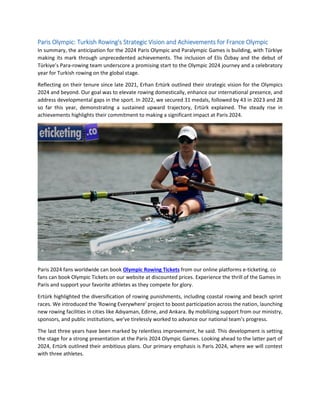 Paris Olympic Turkish Rowing Sets Sail for Paris 2024 History with ...