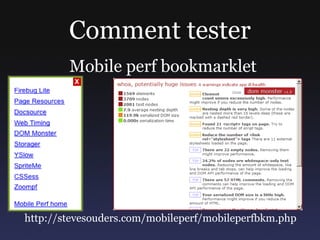 Comment tester




 Wifi => tcpdump => .pcap => .har
=> HAR viewer
http://code.google.com/p/pcaphar/wiki/CaptureMobileTraffics
 