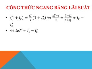 CÔNG THỨC NGANG BẰNG LÃI SUẤT
 