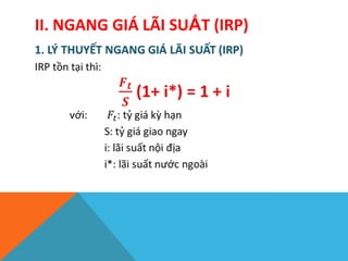 II. NGANG GIÁ LÃI SUẤT (IRP)
 