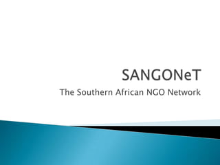 SANGONeT The Southern African NGO Network  