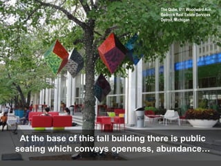 This public art
seating adds
vibrancy to the
community and
character to the
street.
 