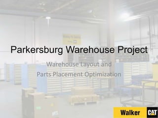 Parkersburg Warehouse Project Warehouse Layout and  Parts Placement Optimization 