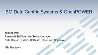 IBM Data Centric Systems & OpenPOWER
Yoonho Park
Research Staff Member/Senior Manager
Data Centric Systems Software, Cloud and Cognitive
IBM Research
1
 
