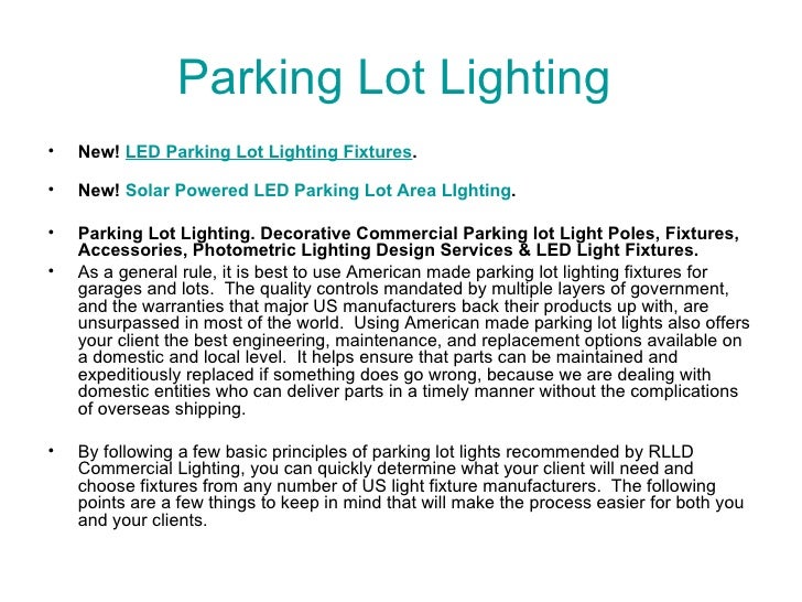 Parking lot lighting