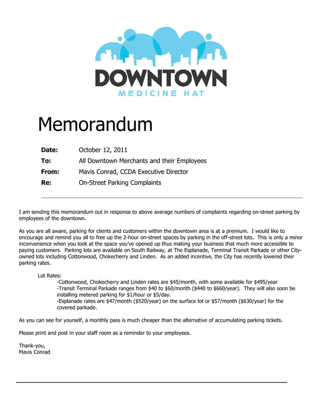 Parking memorandum PDF