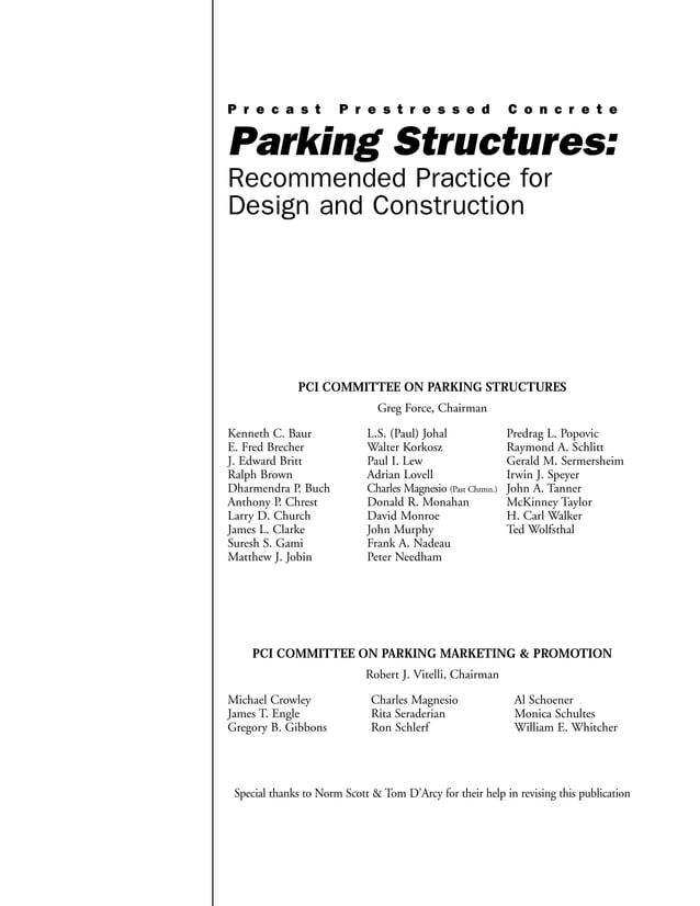 Parking Structures Recommended Practices for Design and Construction | PDF