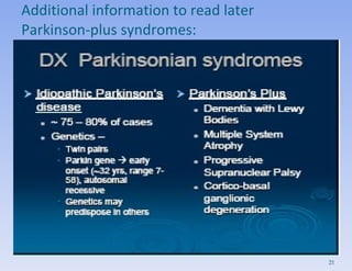 Additional information to read later Parkinson-plus syndromes: 
