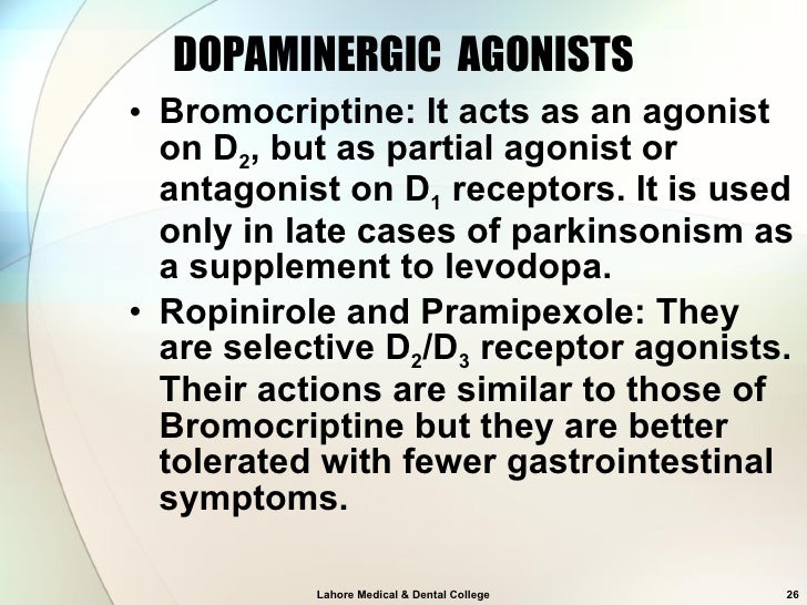 bromocriptine with levodopa