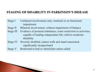 STAGING OF DISABILITY IN PARKINSON’S DISEASE
23
 