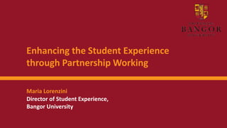 Enhancing the Student Experience
through Partnership Working
Maria Lorenzini
Director of Student Experience,
Bangor University
 