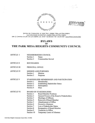Park Mesa Heights CC Bylaws