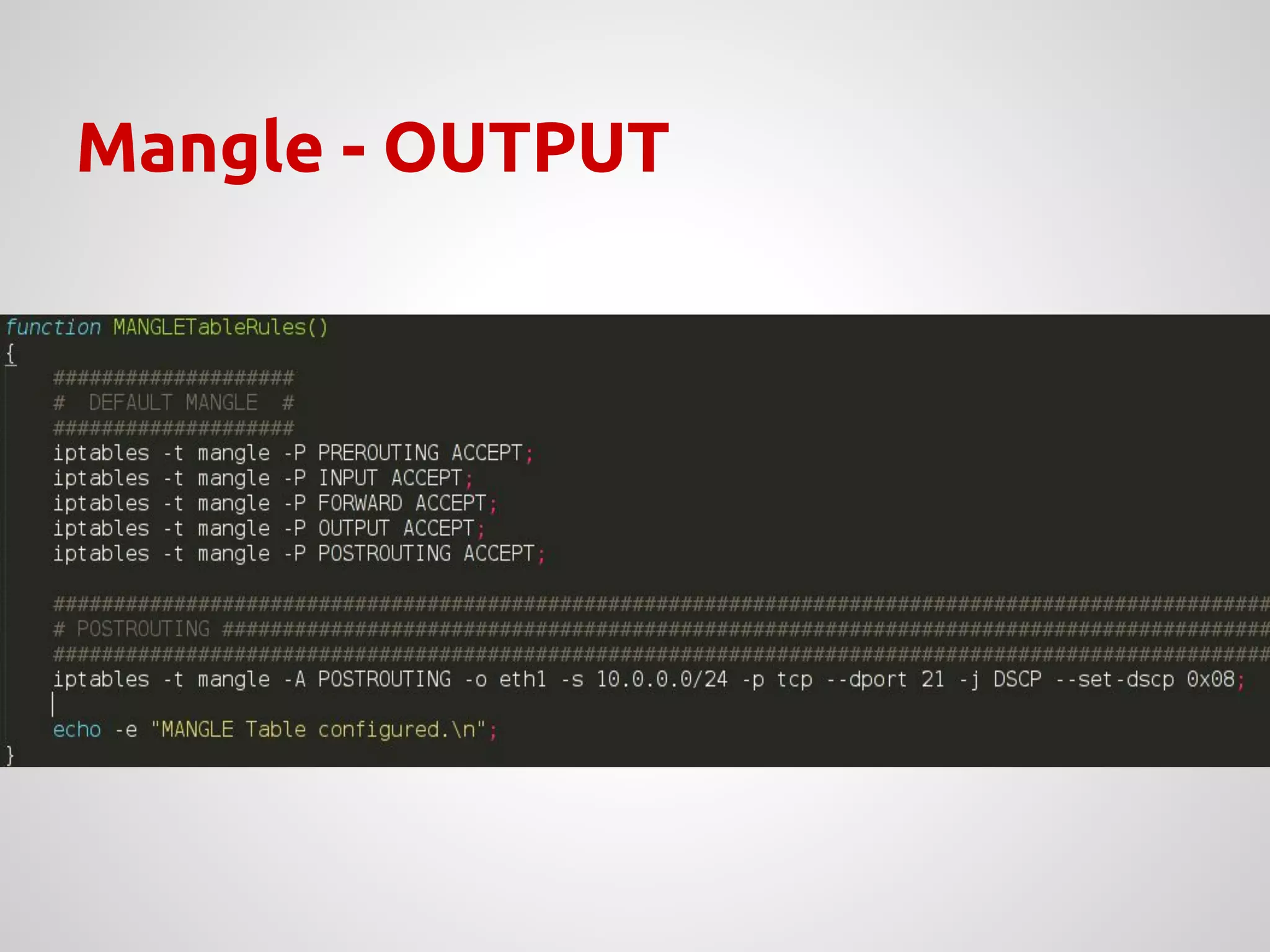 Mangle - OUTPUT
 