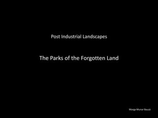 Post Industrial Landscapes



The Parks of the Forgotten Land




                                  Marga Munar Bauzá
 