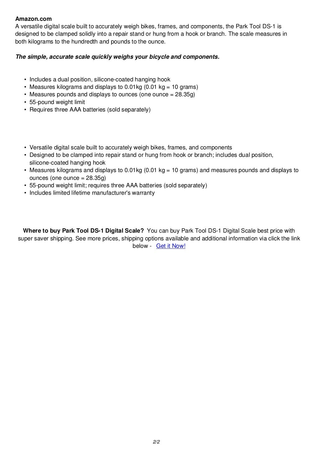 park tool digital scale