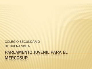 Parlamento Juvenil para el Mercosur COLEGIO SECUNDARIO  DE BUENA VISTA 