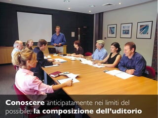 Conoscere anticipatamente nei limiti del
possibile, la composizione dell’uditorio
 