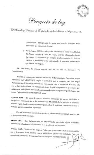 Proyectos de Ley Parlasur en Senado