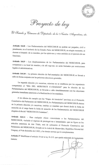 Proyectos de Ley Parlasur en Senado