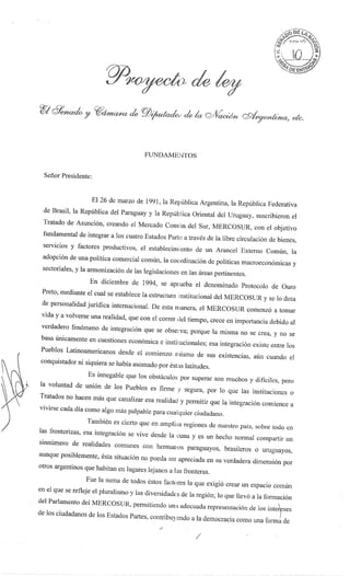 Proyectos de Ley Parlasur en Senado