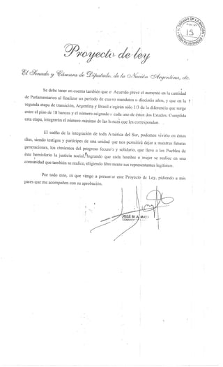 Proyectos de Ley Parlasur en Senado