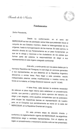 Proyectos de Ley Parlasur en Senado