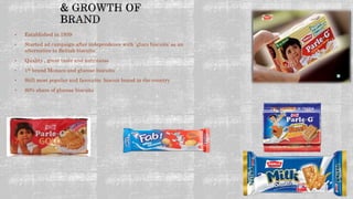 • Established in 1939
• Started ad campaign after independence with `gluco biscuits’ as an
alternative to British biscuits
• Quality , great taste and nutritious
• 1st brand Monaco and glucose biscuits
• Still most popular and favourite biscuit brand in the country
• 80% share of glucose biscuits
 