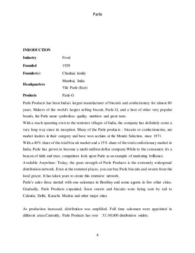 Parle company history of product