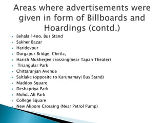  Behala 14no. Bus Stand
 Sakher Bazar
 Haridevpur
 Durgapur Bridge, Chetla,
 Harish Mukherjee crossing(near Tapan Theater)
 Triangular Park
 Chittaranjan Avenue
 Saltlake (opposite to Karunamayi Bus Stand)
 Maddox Square
 Deshapriya Park
 Mohd. Ali Park
 College Square
 New Alipore Crossing (Near Petrol Pump)
 