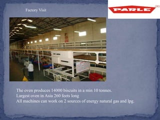 The oven produces 14000 biscuits in a min 10 tonnes.
Largest oven in Asia 260 feets long
All machines can work on 2 sources of energy natural gas and lpg.
Factory Visit
 