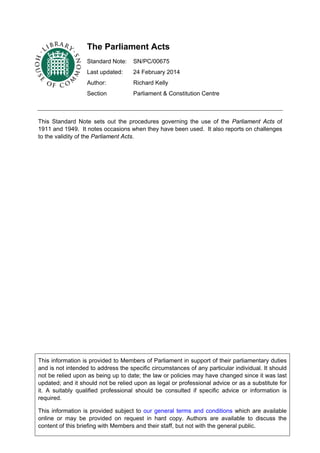 Parlimentary Post Note Parliament acts | PDF