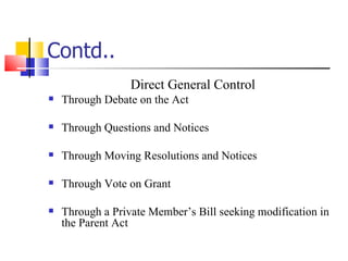 Direct Control Policy Parliamentary control of Delegated Legislation | PPT