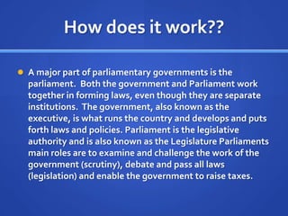 Parliament Roles Parliamentary Gov | PPTX