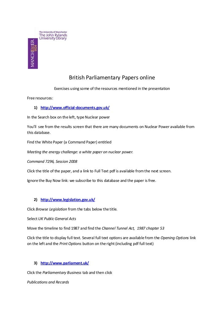 british parliamentary papers qwiki