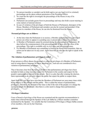 Parliamentary Privileges Pdf