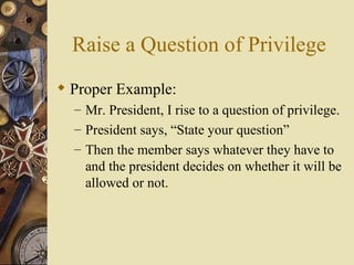 Privledge Questions Parliamentary procedure | PPT