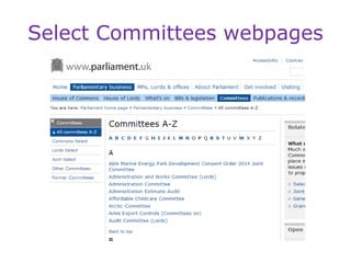 Select Committees webpages
 