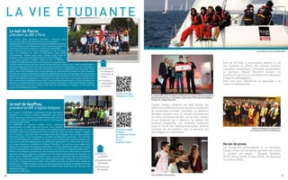 Les enseignements au choix : Langues, Culture
Générale et Formation Humaine
Ces enseignements sont validés par des crédits, avec
des obligations sur trois ans :
	 2 langues minimum (anglais +1) et 3ème
langue
possible parmi 10 langues (nombreuses activités en
anglais ou espagnol (comme Debating, Théâtre musical)
	 30 h, en Culture Générale.
	 4 séminaires de 2 jours en « Formation Humaine »
(de nombreux choix, dont, dès la 1ère
année, Club Théâtre
ou Club Improvisation).
Le stage de Formation Humaine
Entre la 1ère
année et la 2ème
année, le « stage de
Formation Humaine », 1 à 2 mois pendant l’été, permet
aux élèves de faire l’expérience de la vie en entreprise
ou en association. Le choix du stage est très libre et doit
s’inscrire dans un objectif personnel de développement
(découverte d’un secteur, d’un métier, d’une entreprise,
projet humanitaire, stage linguistique et culturel…). Il
peut se faire en France ou à l’étranger.
11
Après deux années de classe préparatoire scientifique au
lycée Louis le Grand, j’ai intégré Télécom ParisTech.
La première année est générale et offre une vue
d’ensemble sur le monde du numérique. Par le biais de
travaux en groupe et de projets, j’ai appris à mettre en
application les compétences développées en cours. J’ai
eu notamment la chance de participer à la conception
d’une interface graphique à usage médical, dont le but
était de faciliter l’étude de l’évolution du corps calleux
(une partie du cerveau).
J’ai passé la deuxième année de mon cursus à EURECOM.
En plus de l’emplacement idéal sur la Méditerranée,
j’y ai approfondi mes connaissances en machine
learning, méthodes de cloud computing et techniques
de développement web. J’ai beaucoup apprécié la
flexibilité de cette formation. Les compétences que j’y
ai développées m’ont permis d’être retenue à un stage
dans les data science. Les partenariats d’EURECOM et
de Télécom ParisTech me permettront de passer une
troisième année à l’étranger si je le souhaite.
Les cours sont dispensés en anglais. Être confrontée à
des étudiants venus du monde entier et possédant tous un
cursus différent du mien a été très enrichissant. Cela m’a
habituée à travailler dans une atmosphère anglophone et
internationale.
Louise Columelli
Promo 2016 - Cursus Sophia Antipolis
1ÈRE
ANNEE A PARIS
POUR TOUS
Les enseignements
transversaux
Les enseignements de tronc commun
Ce sont des enseignements ou projets scientifiques, techniques et économiques, communs à tous les élèves.
Ils sont répartis dans les domaines suivants :
Projets (PROJ) Applications transverses (STIC)
Sciences économiques et de gestion, sciences humaines (SES)
Traitement du signal, (image et son) (SI)
Mathématiques pour l’ingénieur (MDI)
Réseaux (RES) Informatique (INF)
Physique (PHY)
Électronique (ELEC)
Communication (COM)
 